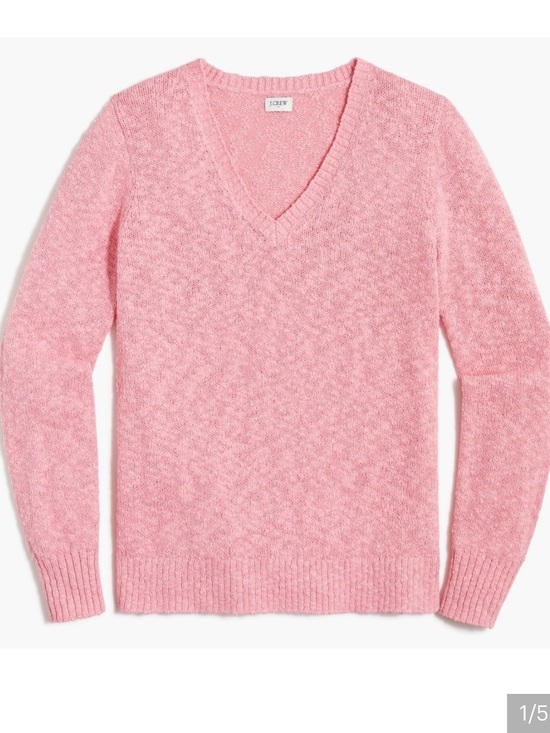 J. Crew Sweaters - J. CREW Relaxed Soft “Slub” Pink V-Neck Boucle Textured Knit Pink Sweater
